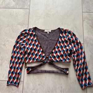 Ronny Kobo Geometric Crop Top